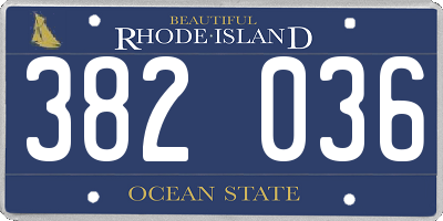 RI license plate 382036