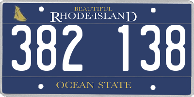 RI license plate 382138