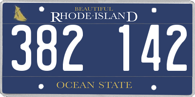 RI license plate 382142