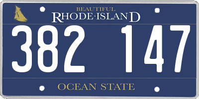 RI license plate 382147