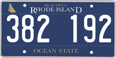 RI license plate 382192