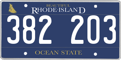 RI license plate 382203
