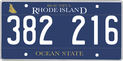 RI license plate 382216