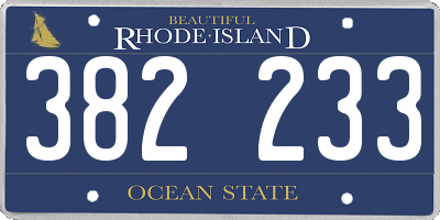 RI license plate 382233
