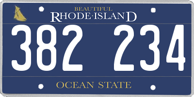 RI license plate 382234