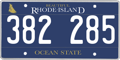 RI license plate 382285