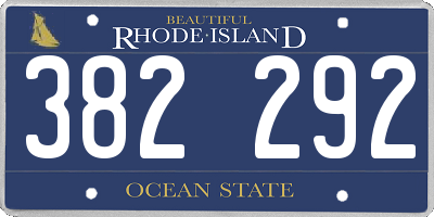 RI license plate 382292