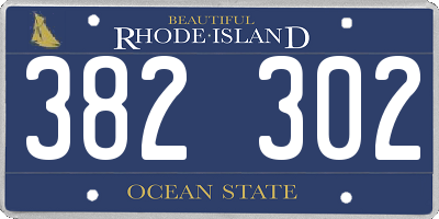 RI license plate 382302