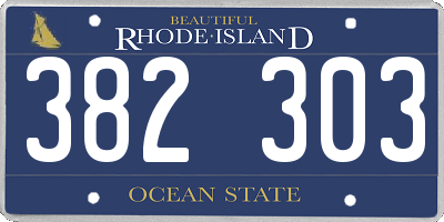 RI license plate 382303