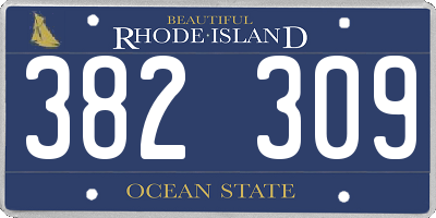 RI license plate 382309