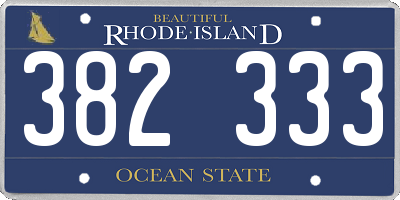 RI license plate 382333