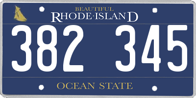 RI license plate 382345