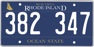 RI license plate 382347