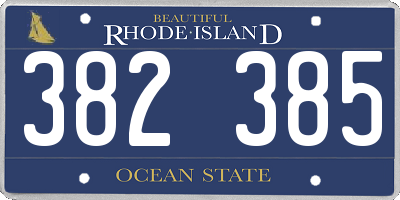 RI license plate 382385