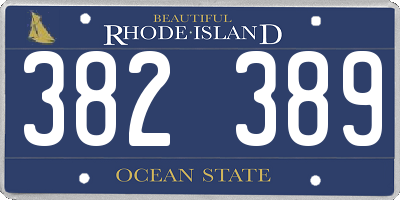 RI license plate 382389