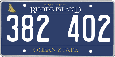 RI license plate 382402
