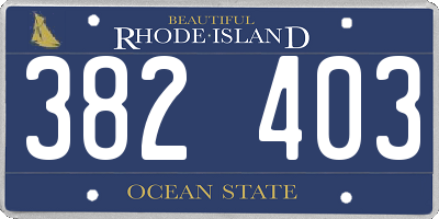 RI license plate 382403