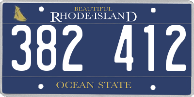 RI license plate 382412
