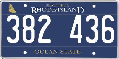 RI license plate 382436