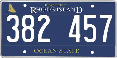 RI license plate 382457