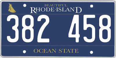 RI license plate 382458