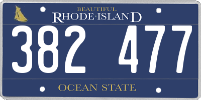 RI license plate 382477