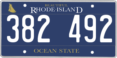 RI license plate 382492