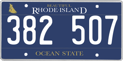 RI license plate 382507