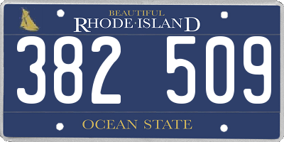 RI license plate 382509