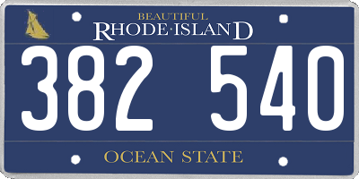 RI license plate 382540