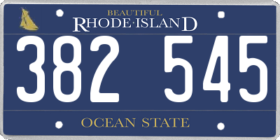 RI license plate 382545