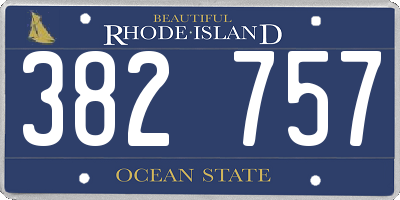 RI license plate 382757