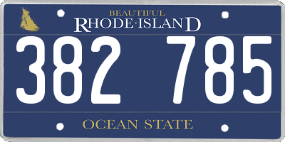 RI license plate 382785