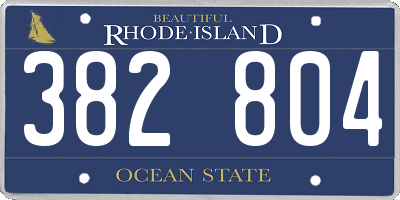 RI license plate 382804