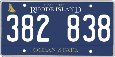 RI license plate 382838