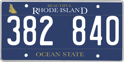 RI license plate 382840