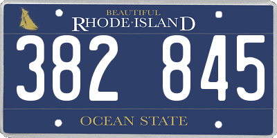 RI license plate 382845