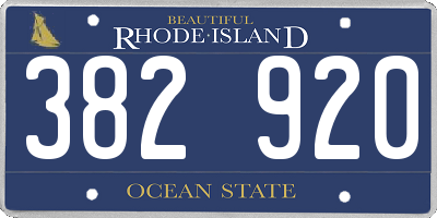 RI license plate 382920