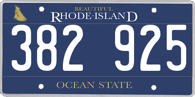 RI license plate 382925