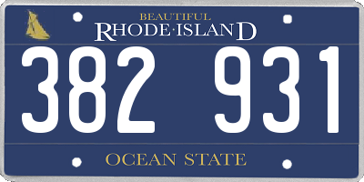 RI license plate 382931