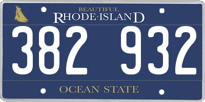 RI license plate 382932