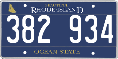 RI license plate 382934