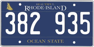RI license plate 382935