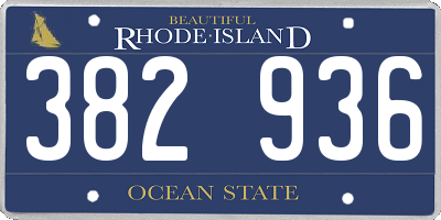 RI license plate 382936