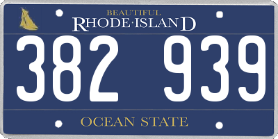 RI license plate 382939
