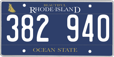 RI license plate 382940
