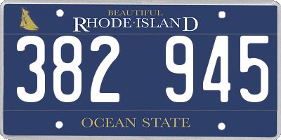 RI license plate 382945