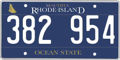 RI license plate 382954