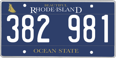 RI license plate 382981
