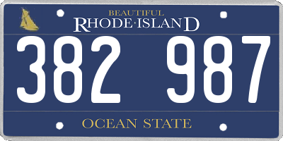 RI license plate 382987